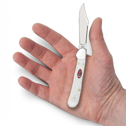 Razor Sharp AZ Case SparXX Mini CopperLock pocket knife with a white jigged synthetic handle and locking clip blade.