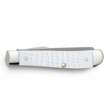 Razor Sharp AZ Case SparXX Mini Trapper knife with a white jigged synthetic handle and polished stainless steel bolsters