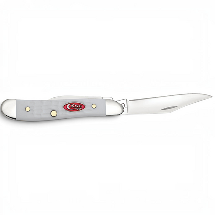 Razor Sharp AZ Case SparXX Peanut knife with a white jigged synthetic handle and mirror-polished stainless steel blade