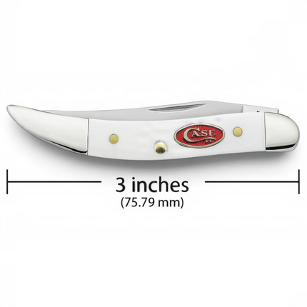 Razor Sharp AZ Case SparXX white synthetic small Texas Toothpick folding knife with a red shield and clip blade