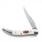 Razor Sharp AZ Case SparXX white synthetic small Texas Toothpick folding knife with a mirror-polished clip blade