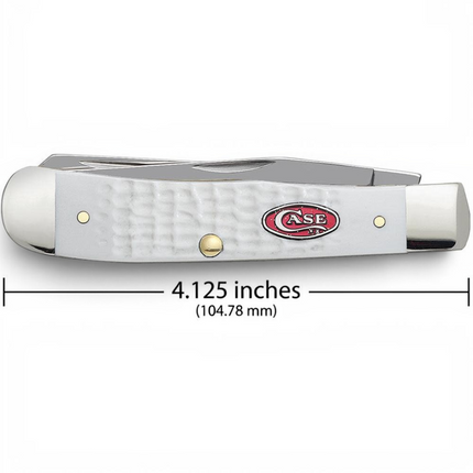 Razor Sharp AZ Case SparXX Trapper knife with a white jigged synthetic handle and a red oval shield logo