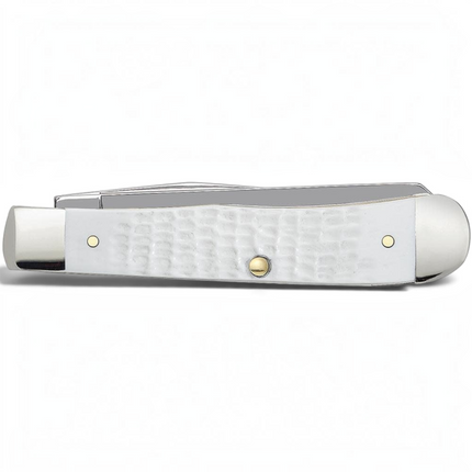 Razor Sharp AZ Case SparXX Trapper knife with a jigged white synthetic handle and polished stainless steel bolsters