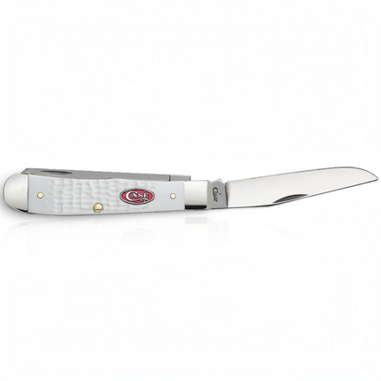 Razor Sharp AZ Case SparXX Trapper knife with a jigged white synthetic handle and polished stainless steel blade