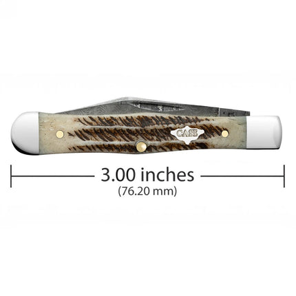 Razor Sharp AZ Case XX Swell Center Jack pocket knife with vintage bone handle, Damascus steel blade, and nickel bolsters.