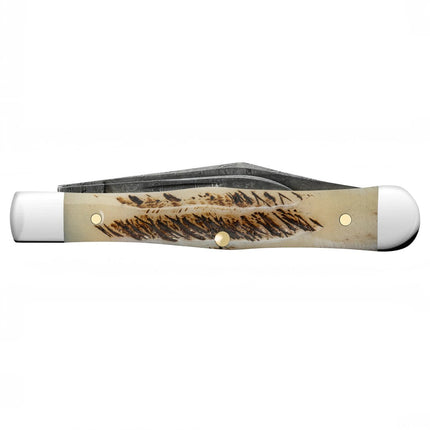 Razor Sharp AZ Case XX Swell Center Jack pocket knife with vintage bone handle and Damascus steel blades.