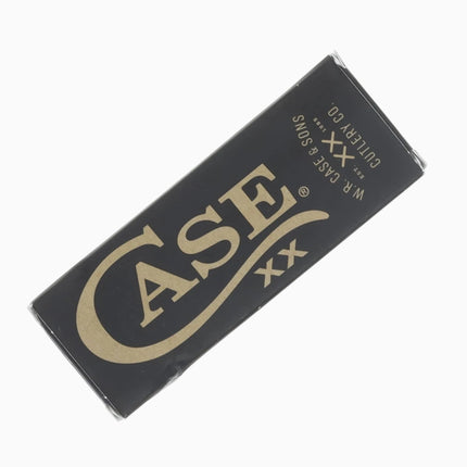 Razor Sharp AZ Case XX branded black cardboard packaging box for a folding knife with gold logo text.