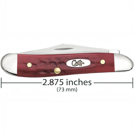 Razor Sharp AZ Case XX Peanut pocket knife with red jigged bone handles, nickel silver bolsters, and 2.875 inch length