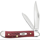 Razor Sharp AZ Case XX Peanut pocket knife with red jigged bone handles, dual stainless steel blades, and silver bolsters
