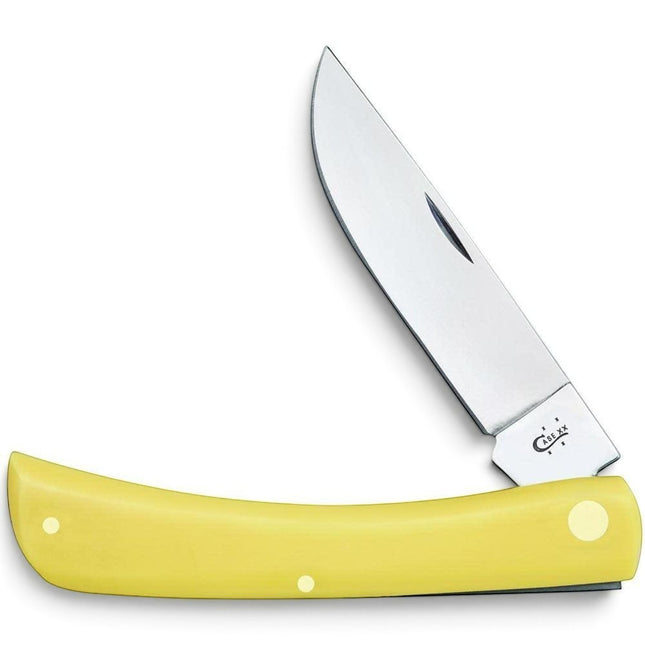Razor Sharp AZ Case XX Sod Buster pocket knife with a bright yellow synthetic handle and a chrome vanadium blade.