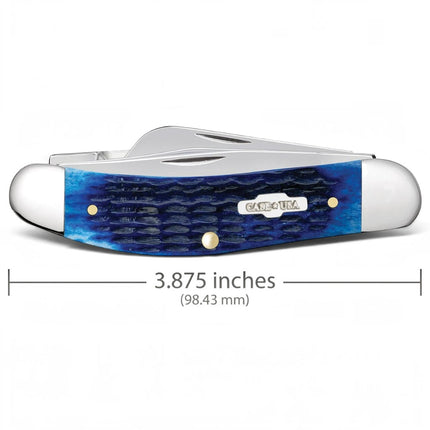 Razor Sharp AZ Case XX Sowbelly Stockman knife with a navy blue jigged bone handle and stainless steel blades.
