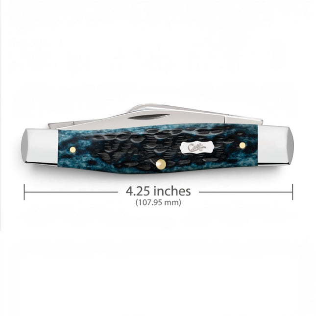 Razor Sharp AZ Case XX Stockman folding knife with Mediterranean blue peach seed jigged bone handle and silver bolsters