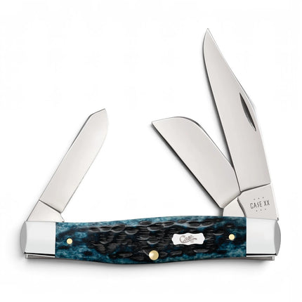 Razor Sharp AZ Case XX Stockman knife with Mediterranean blue peach seed jigged bone handle and three steel blades