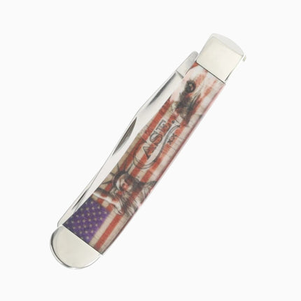 Razor Sharp AZ Case XX Trapper folding knife with patriotic Statue of Liberty design on smooth synthetic handle