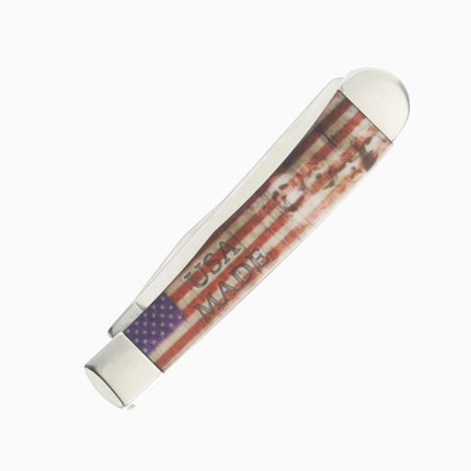 Razor Sharp AZ Case XX Trapper folding knife with patriotic USA flag and Statue of Liberty synthetic handle design