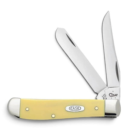 Razor Sharp AZ Case Yellow Synthetic Mini Trapper pocket knife with two open stainless steel blades