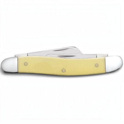 Razor Sharp AZ Case Medium Stockman pocket knife with a smooth yellow synthetic handle and stainless steel blades.