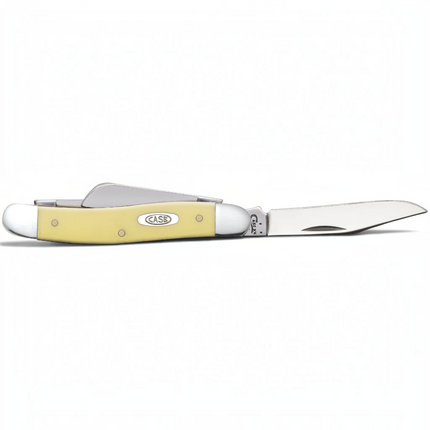 Razor Sharp AZ Case Medium Stockman pocket knife with a yellow synthetic handle and stainless steel blades.