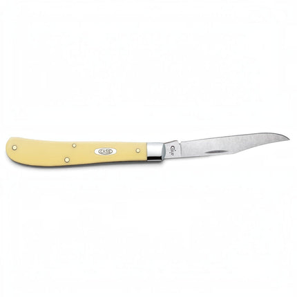 Razor Sharp AZ Case Yellow Synthetic Slimline Trapper pocket knife with a single mirror-polished clip blade.