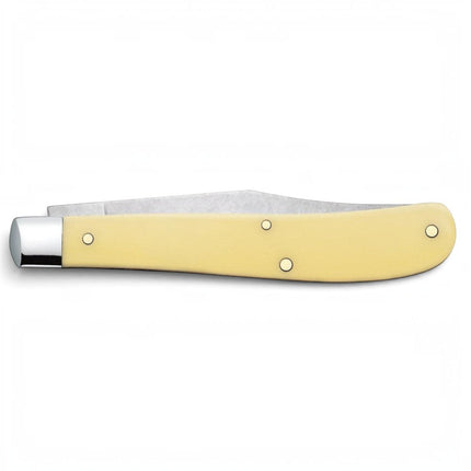 Razor Sharp AZ Case Yellow Synthetic Slimline Trapper pocket knife with a single mirror-polished stainless steel blade