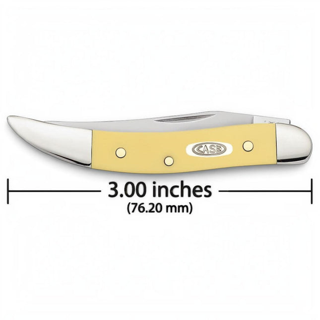 Razor Sharp AZ Case Yellow Synthetic Small Texas Toothpick pocket knife with a 3-inch closed length measurement