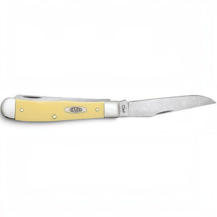Razor Sharp AZ Case Yellow Synthetic Trapper pocket knife with a bright yellow handle and stainless steel blade