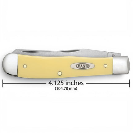 Razor Sharp AZ Case Yellow Synthetic Trapper pocket knife with two stainless steel blades and yellow handle