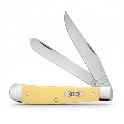 Razor Sharp AZ Case Yellow Synthetic Trapper pocket knife with two stainless steel blades and yellow handle
