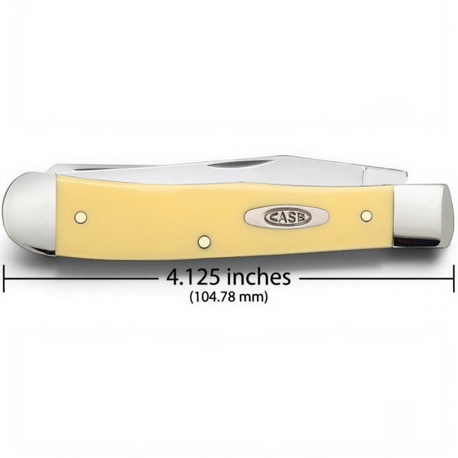 Razor Sharp AZ Case Trapper pocket knife with a bright yellow synthetic handle and stainless steel blades