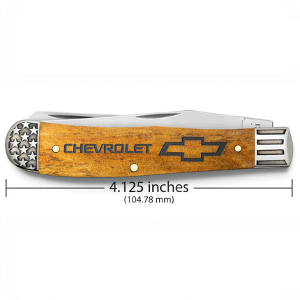 Razor Sharp AZ Case Chevrolet Trapper knife with embellished antique bone handle and stainless steel blades