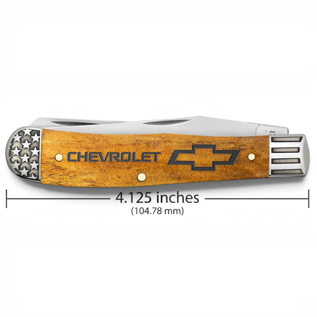 Razor Sharp AZ Case Chevrolet Trapper knife with embellished antique bone handle and stainless steel blades
