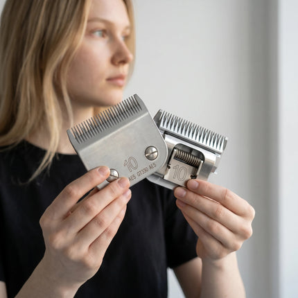 Razor Sharp AZ professional grooming clipper blades, size 10, made of stainless steel.