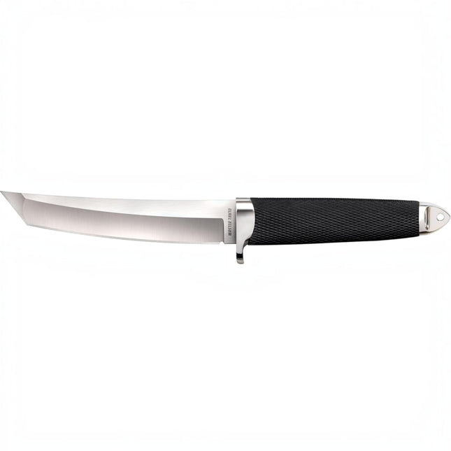 Razor Sharp AZ Cold Steel 3V Master Tanto fixed blade knife with a 6-inch alloy steel blade and textured black handle.