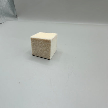 Razor Sharp AZ Rock Hard Deburring Felt Block, 1x1 inch square, beige felt for knife sharpening and burr removal.
