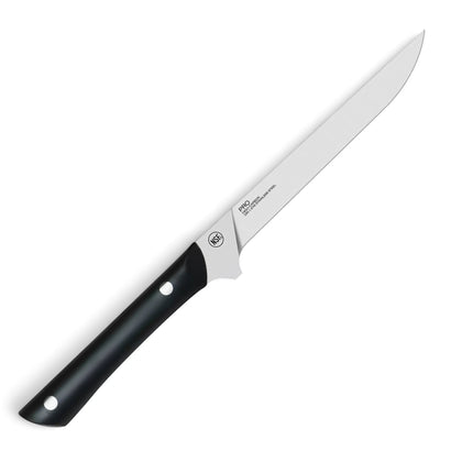 Razor Sharp AZ Kai Pro by Shun 6-inch flexible fillet knife with German stainless steel blade and black POM handle.
