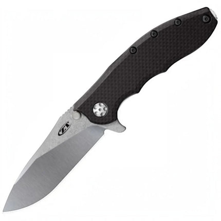 Razor Sharp AZ folding knife with a carbon fiber handle and a satin finished blade.