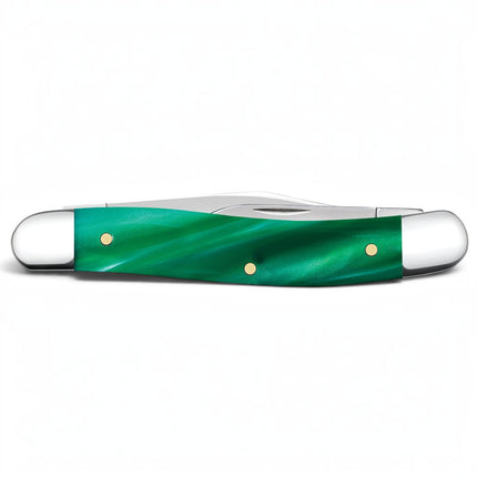 Razor Sharp AZ Case Smooth Green Pearl Kirinite medium jack knife with polished nickel silver bolsters