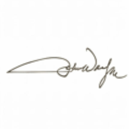 Razor Sharp AZ John Wayne signature logo in dark brown on a white background