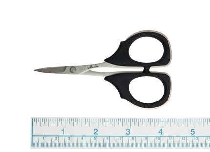 Razor Sharp AZ KAI 7100 4-inch professional scissors with high carbon stainless steel blades and black elastomer handles.
