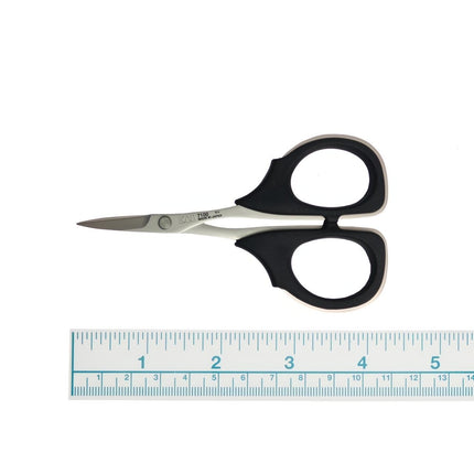 Razor Sharp AZ KAI 7100 4-inch professional scissors with high carbon stainless steel blades and black elastomer handles.