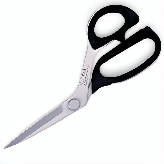 Razor Sharp AZ Kai 7205 8-inch professional shears with high-carbon stainless steel blades and black Santoprene grips.
