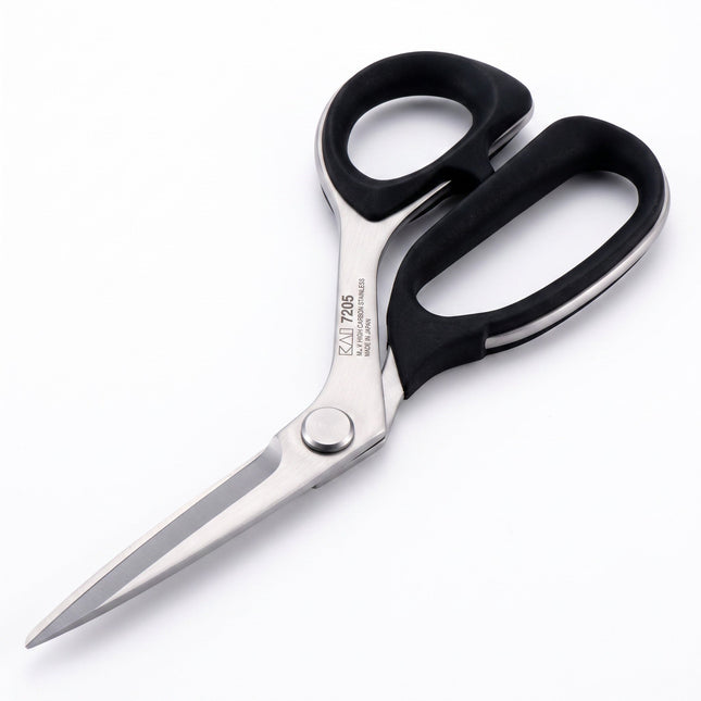 Razor Sharp AZ Kai 7205 8-inch professional shears with high-carbon stainless steel blades and ergonomic black grips.