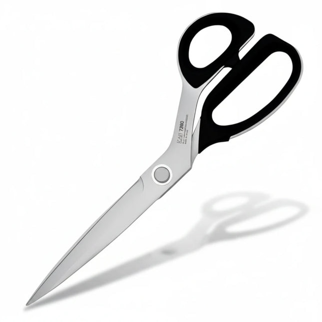 Razor Sharp AZ Kai 7280 11-inch professional shears with stainless steel blades and ergonomic black Santoprene handles.