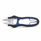 Razor Sharp AZ Kai N5125 thread snips with black elastomer soft grip and blue accents. Precision cutting for sewing and crafts.