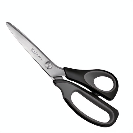 Razor Sharp AZ KAI N5350 9 1/4" pinking scissors with stainless steel blades and black soft-grip handles.