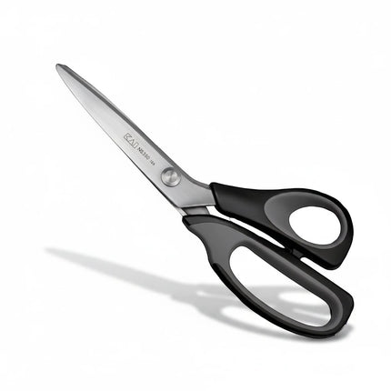 Razor Sharp AZ KAI N5350 9 1/4" pinking shears with stainless steel blades and black soft-grip handles.