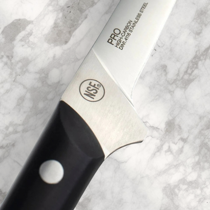 Razor Sharp AZ Kai Pro by Shun 6-inch flexible fillet knife showing the stainless steel blade and riveted POM handle.