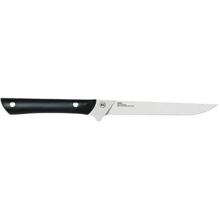 Razor Sharp AZ Kai Pro by Shun 6-inch flexible fillet knife with a stainless steel blade and black riveted POM handle.