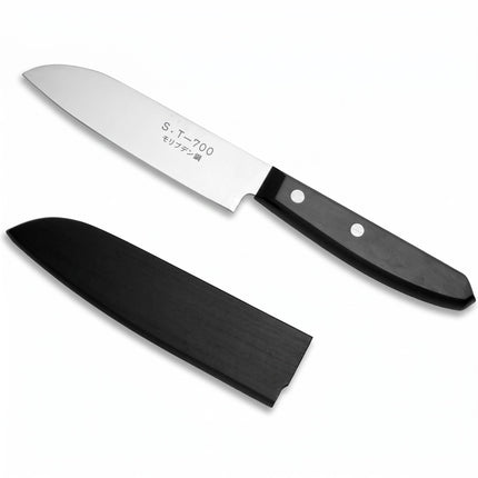 Razor Sharp AZ Kanetsune fruit knife with AUS-6 stainless steel blade and black wood handle with matching sheath