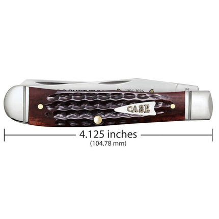 Razor Sharp AZ Case Trapper pocket knife with mahogany bone corn cob jig handle and polished steel blades